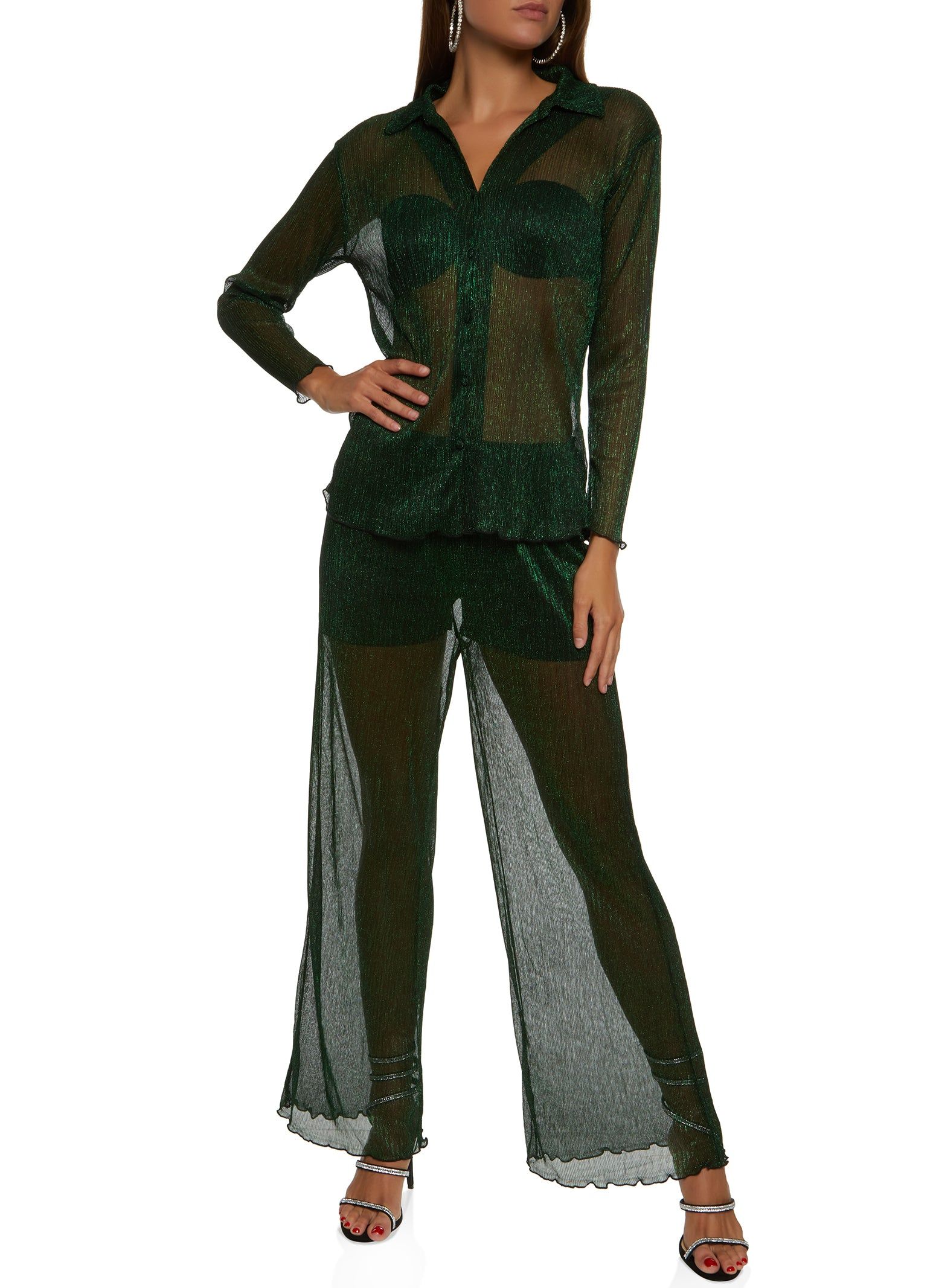 Lurex Plisse Button Front Shirt sold by Rainbow product image thumbnail 2