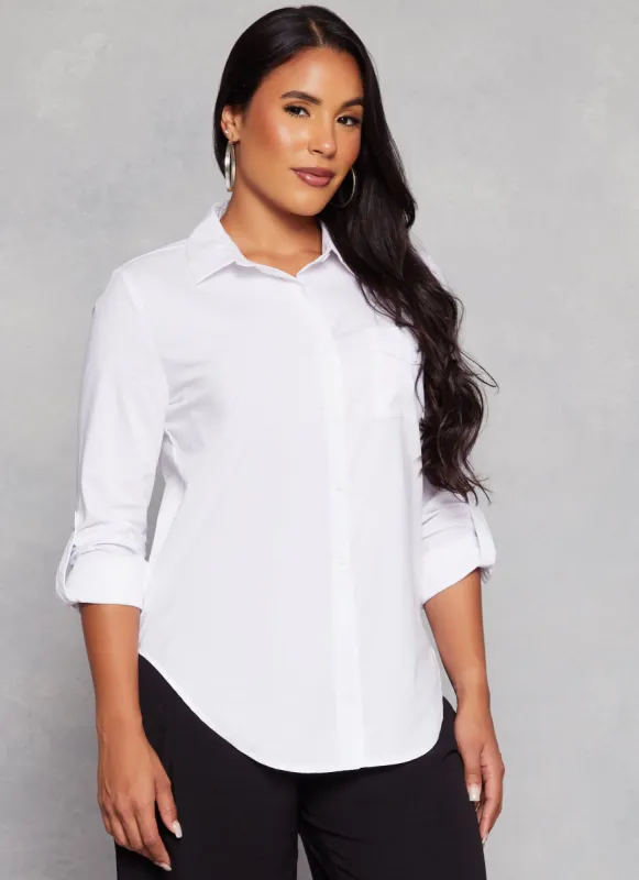 Basic Poplin Button Front Shirt sold by Rainbow