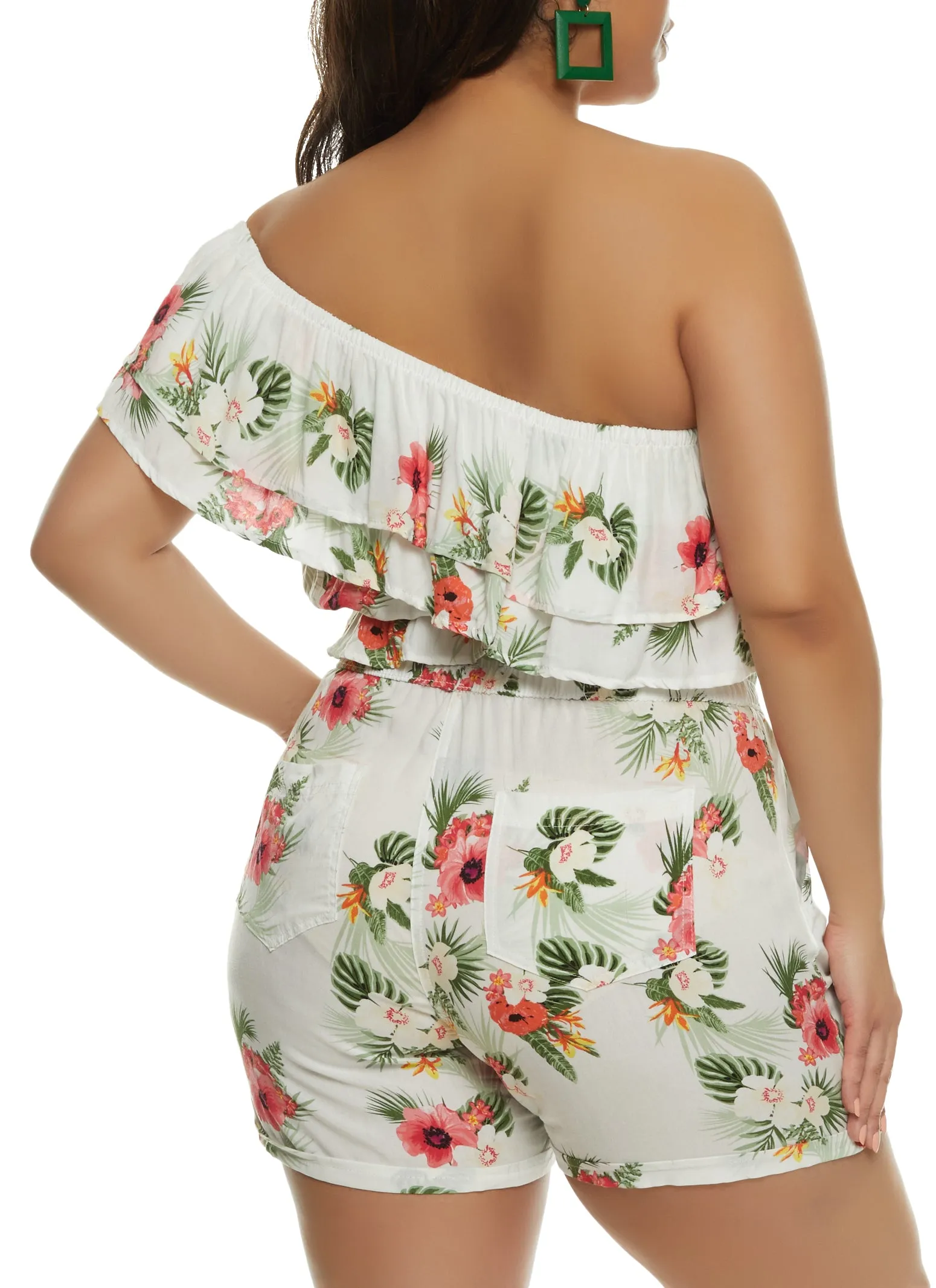 Plus Size Tropical Floral Print One Shoulder Top sold by Rainbow product image thumbnail 3