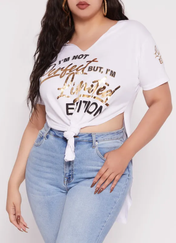 Plus Size Limited Edition Foil Graphic Tunic Tee sold by Rainbow