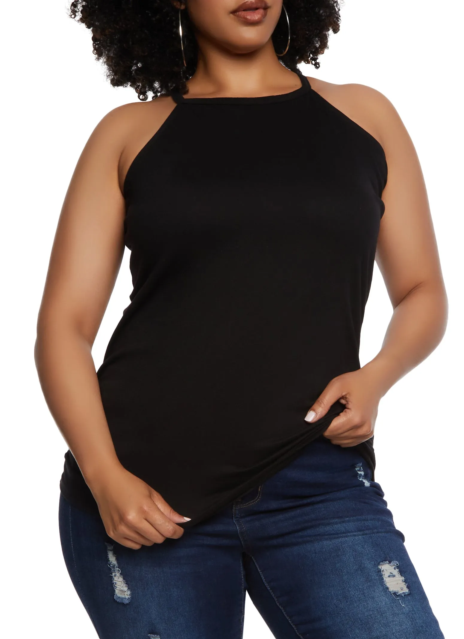 Plus Size High Neck Ruched Tank Top sold by Rainbow product image thumbnail 2