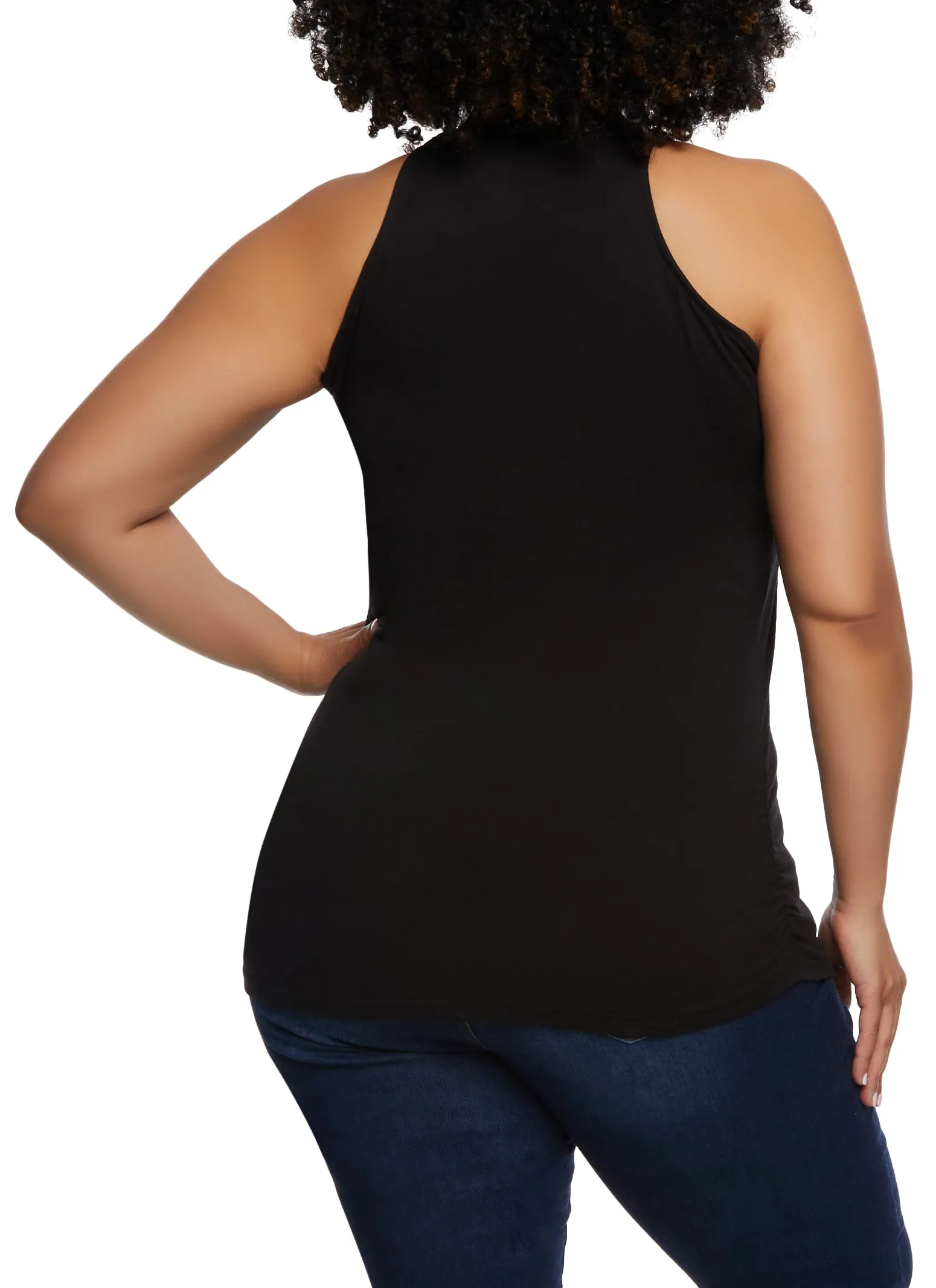 Plus Size High Neck Ruched Tank Top sold by Rainbow product image thumbnail 3