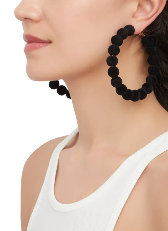 Velvet Beaded Hoop Earrings sold by Rainbow
