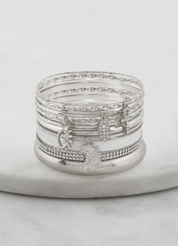 Set of 12 Hamsa Hand Rhinestone Charm Bangles sold by Rainbow