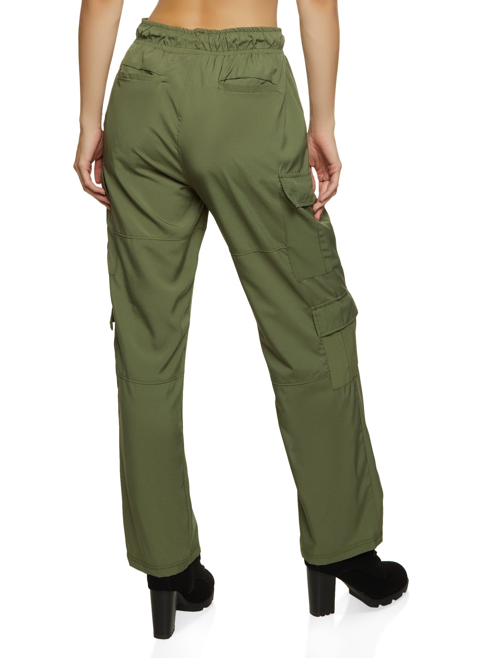 Flap Pocket Drawstring Waist Parachute Pants sold by Rainbow product image thumbnail 3