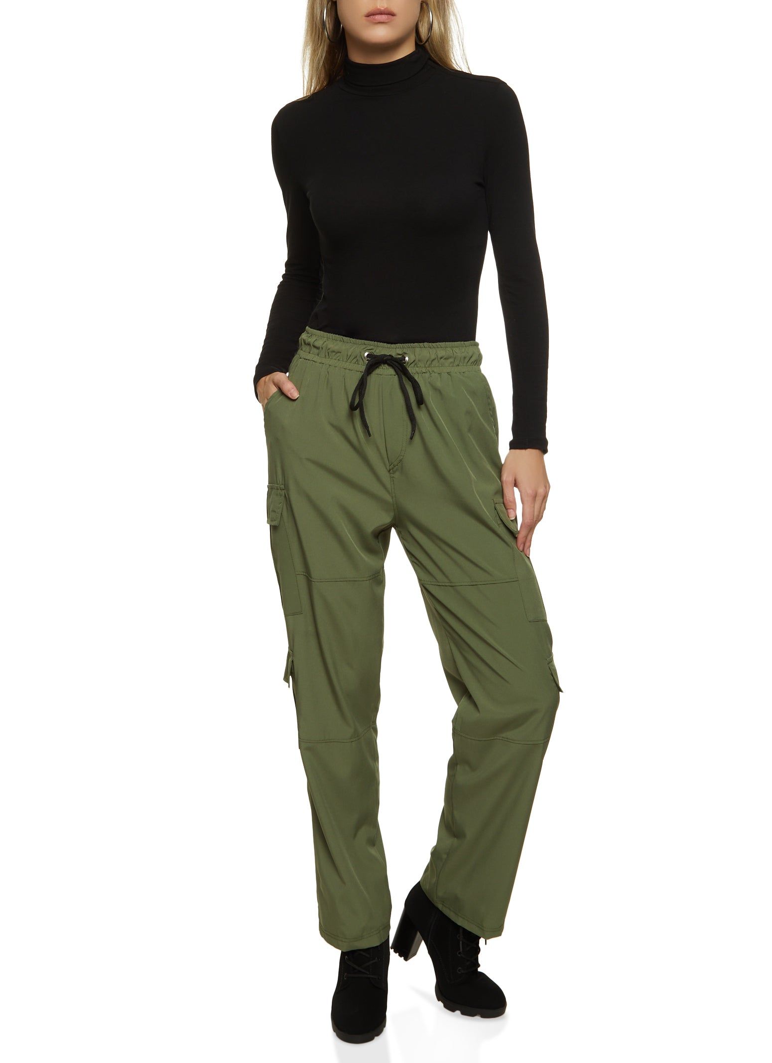 Flap Pocket Drawstring Waist Parachute Pants sold by Rainbow product image thumbnail 2
