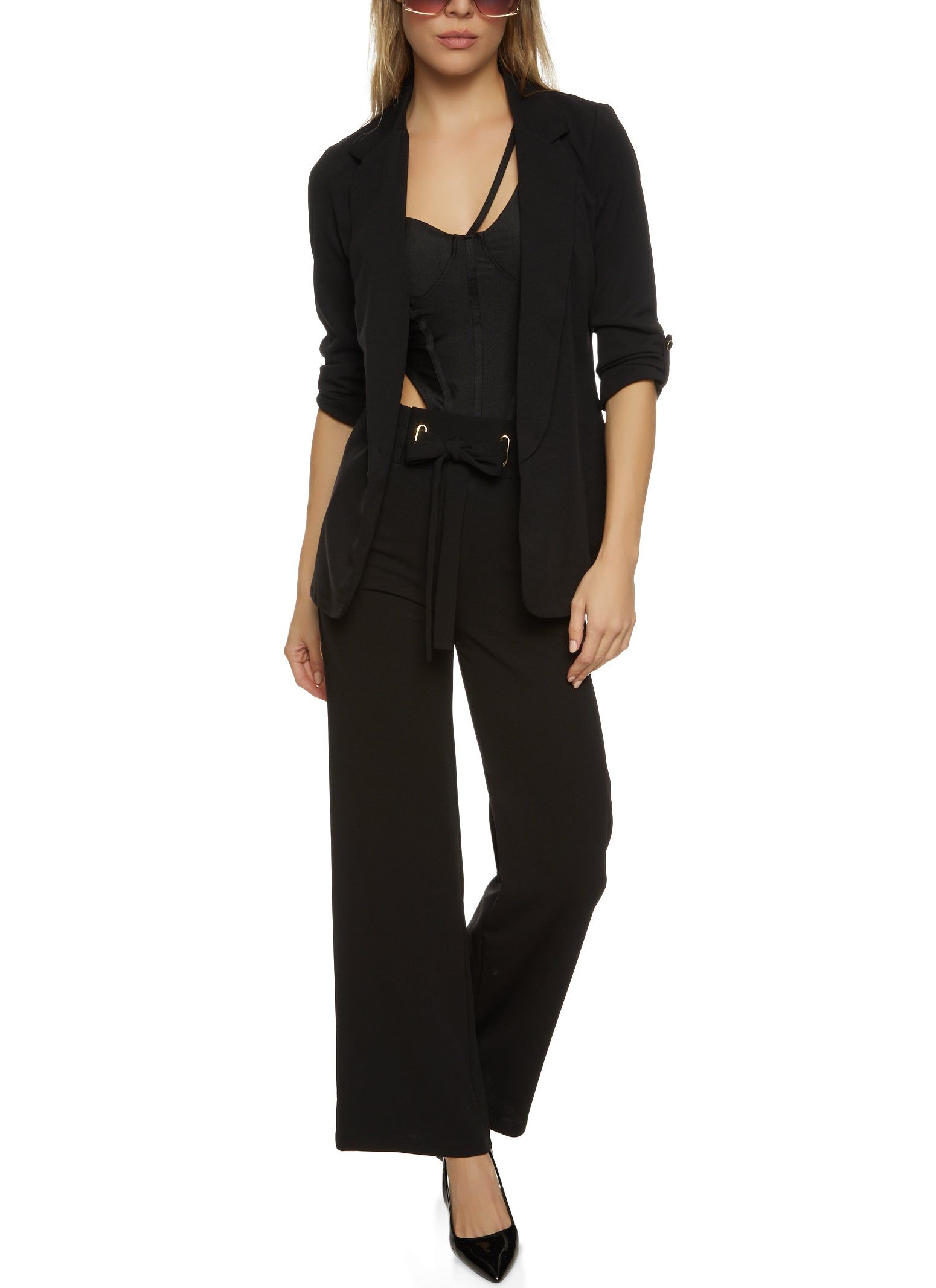 Crepe Knit Tabbed Sleeve Blazer sold by Rainbow product image thumbnail 2