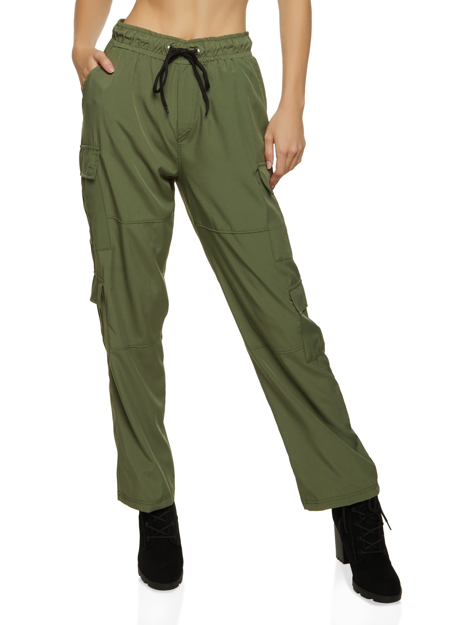 Flap Pocket Drawstring Waist Parachute Pants sold by Rainbow