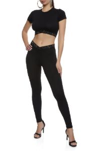 Embellished Trim Crop Top sold by Rainbow