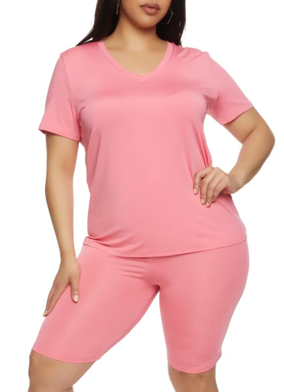 Plus Size Daisy Soft Knit V Neck T Shirt sold by Rainbow