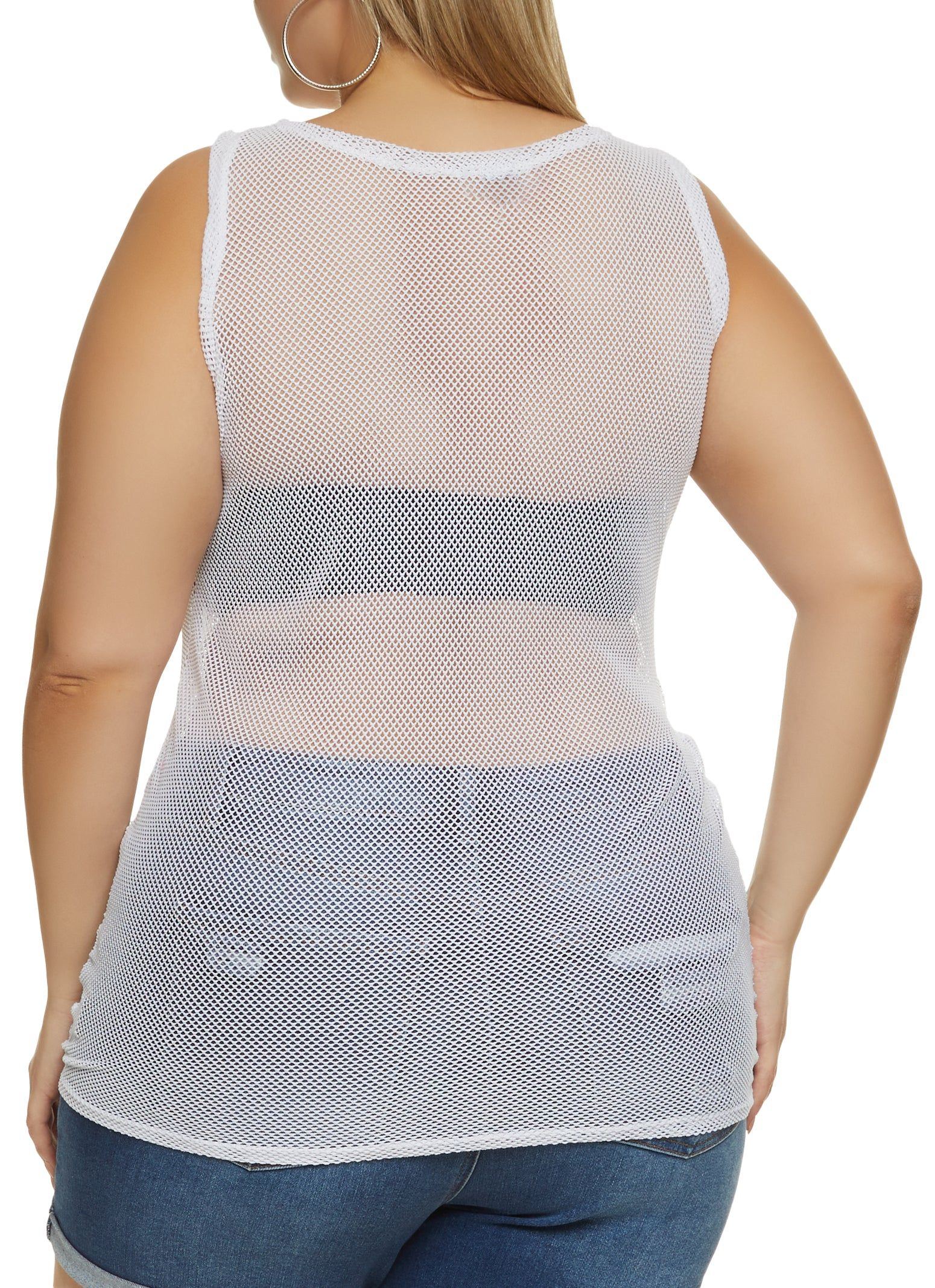 Plus Size Fishnet Ruched Side Tank Top sold by Rainbow product image thumbnail 2