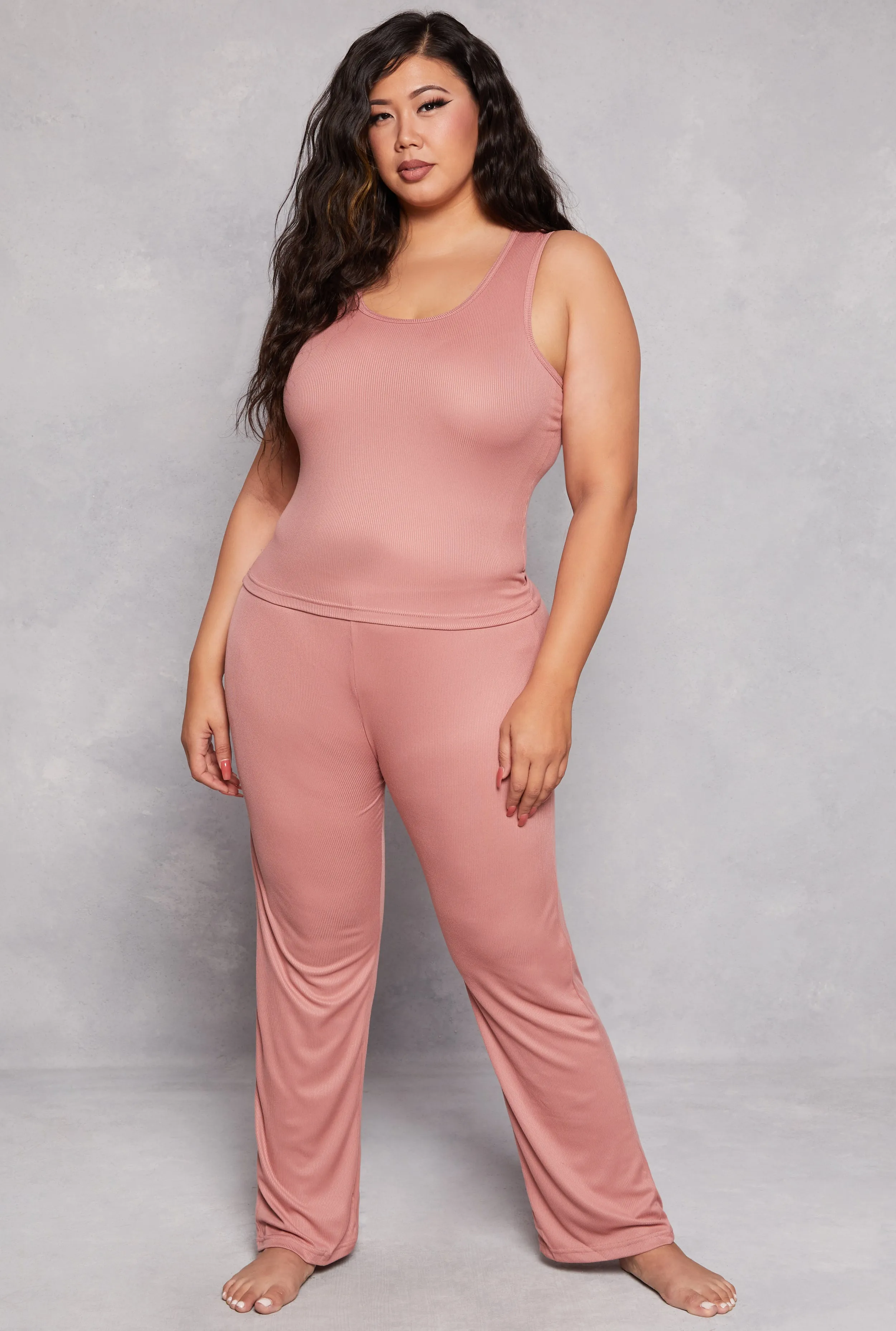 Plus Size Basic Pajama Tank Top and Pants with Robe sold by Rainbow product image thumbnail 3