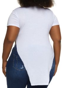 Plus Size Blessed Queen Hanky Hem Graphic Tee sold by Rainbow