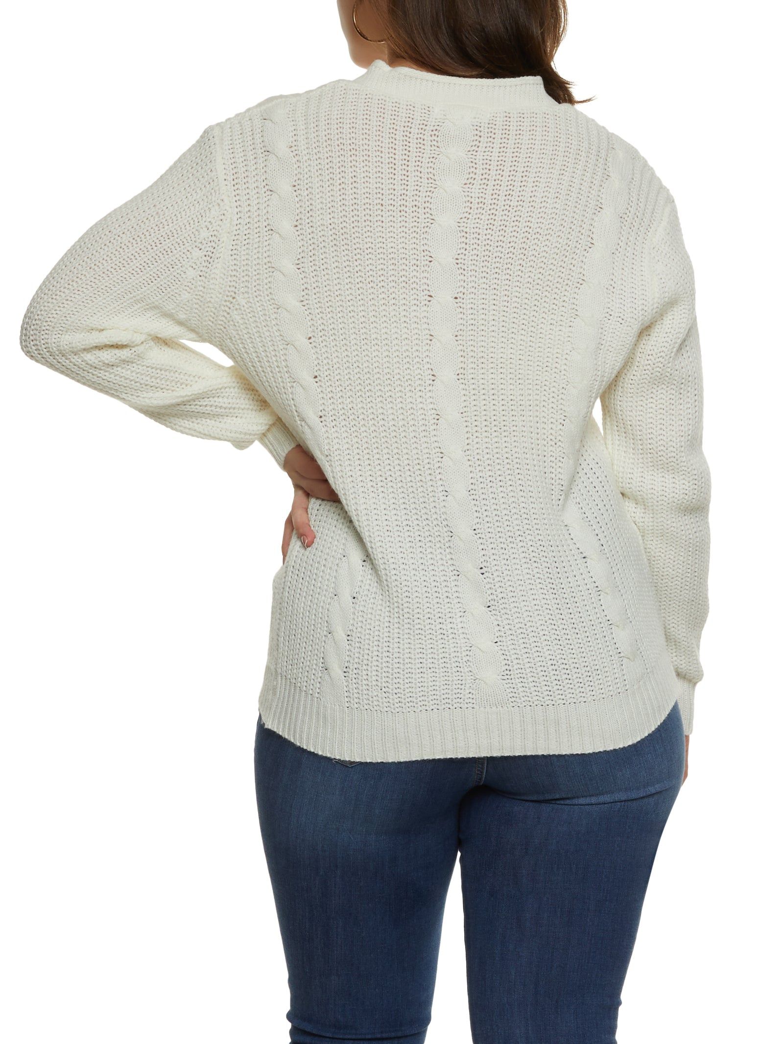 Plus Size Cable Knit Button Front Cardigan sold by Rainbow product image thumbnail 2