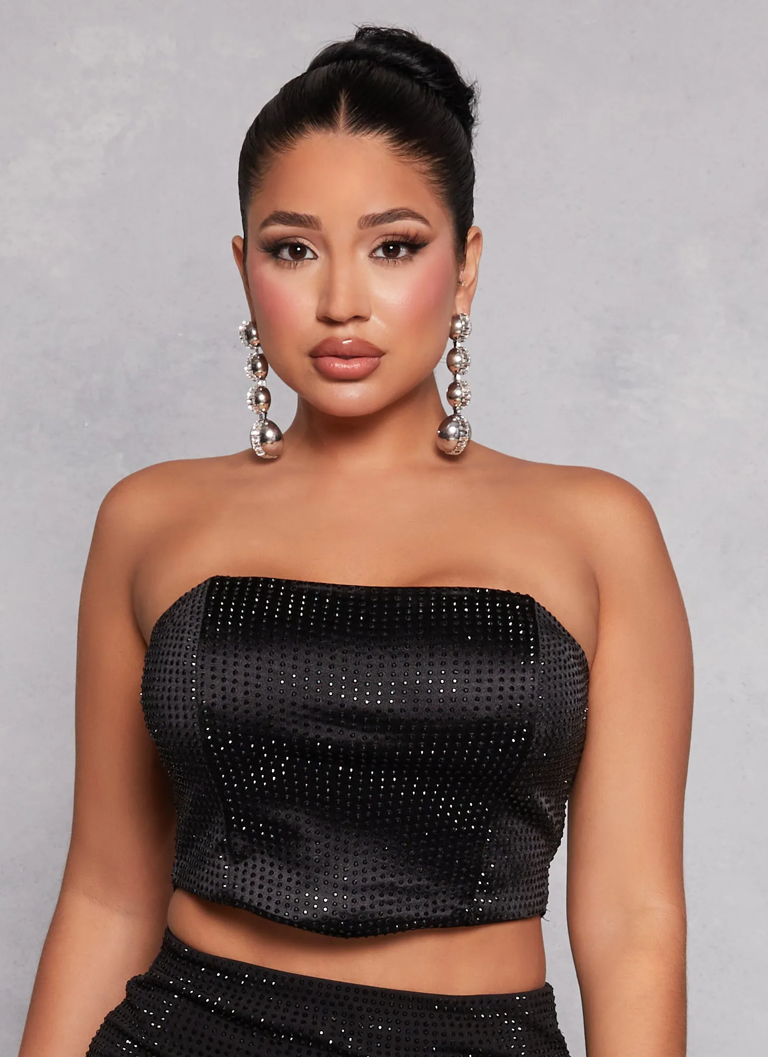 Rhinestone Studded Cropped Corset Top sold by Rainbow