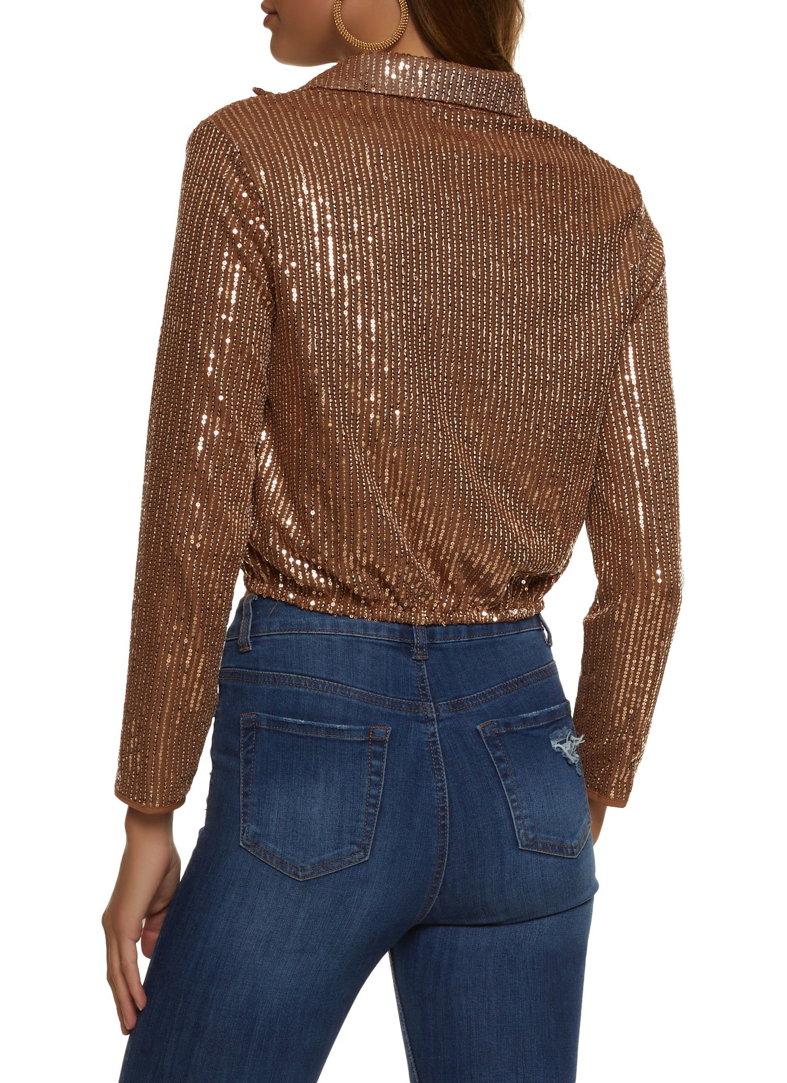 Sequin Faux Wrap Long Sleeve Blouse sold by Rainbow product image thumbnail 2