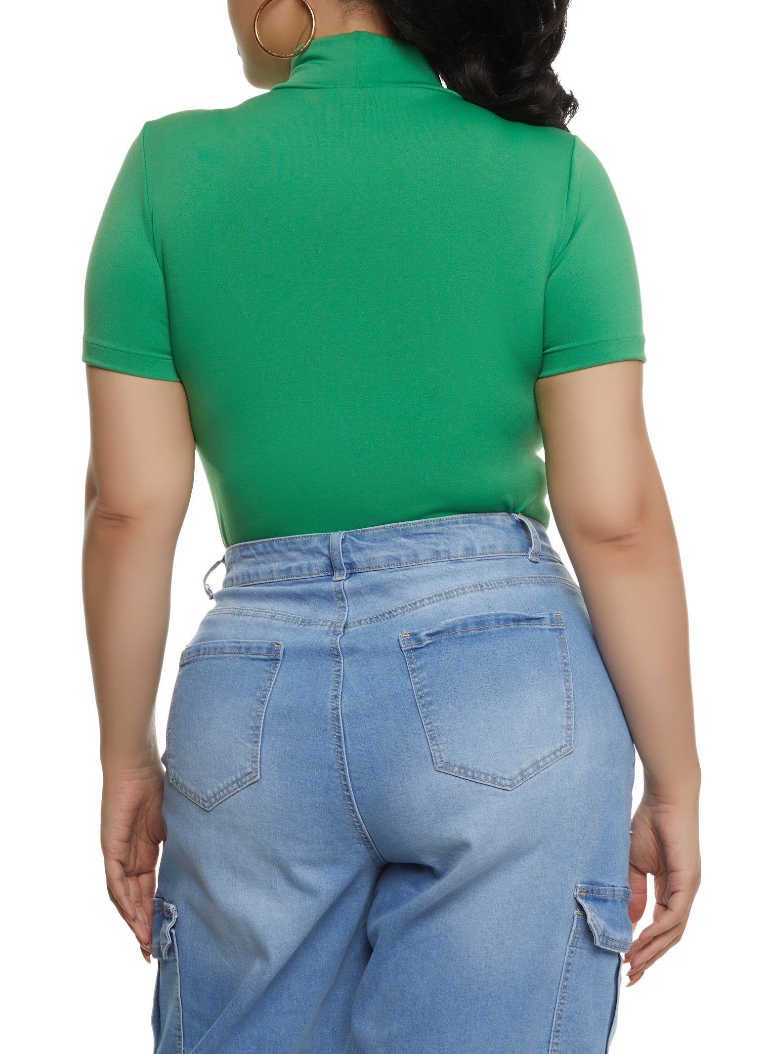 Plus Size Body Contour Mock Neck Short Sleeve Bodysuit sold by Rainbow product image thumbnail 3