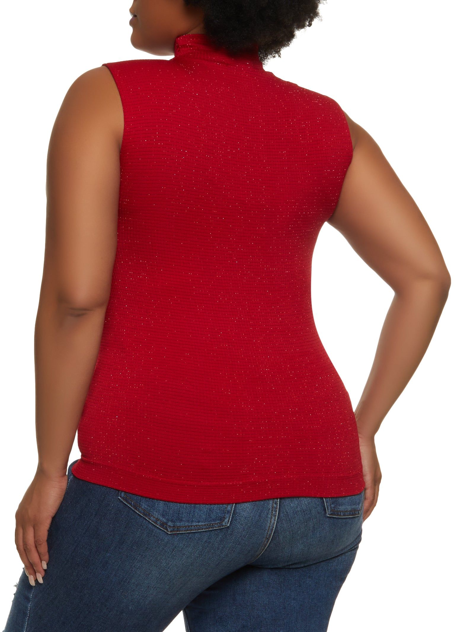Plus Size Lurex Seamless Mock Neck Tank Top sold by Rainbow product image thumbnail 2