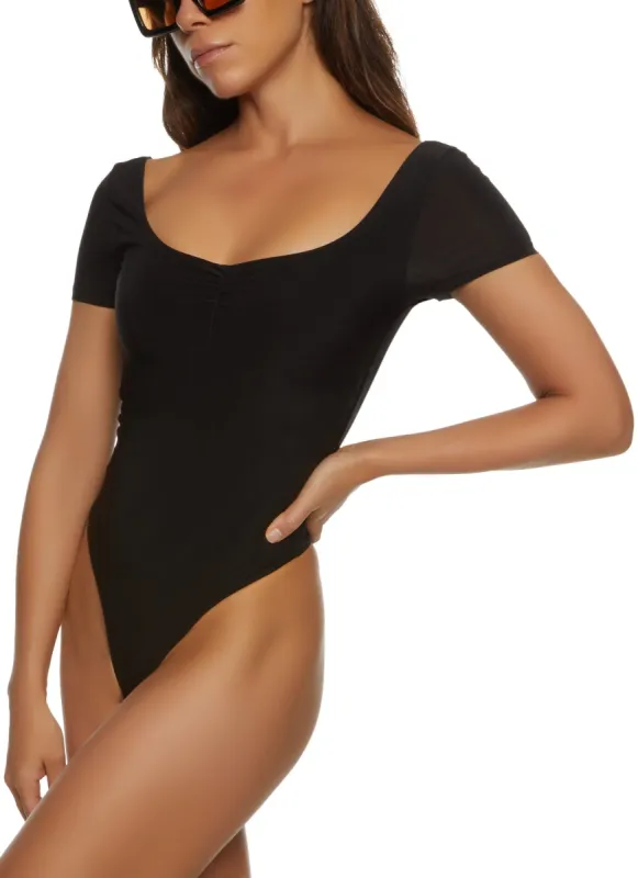Ruched Front Scoop Neck Bodysuit sold by Rainbow