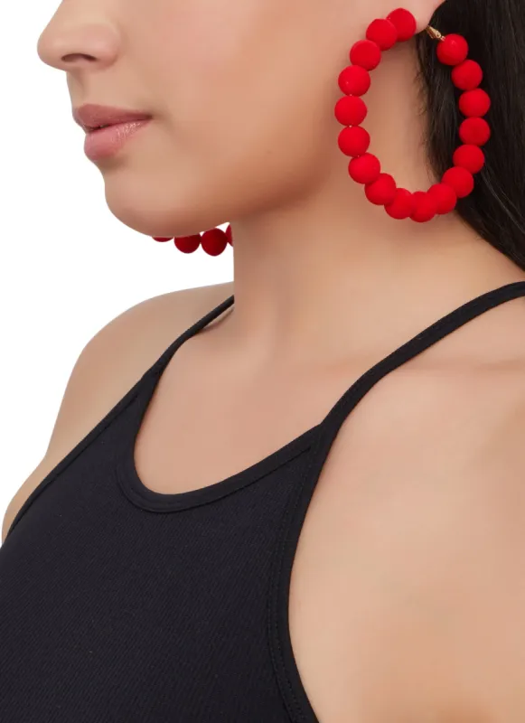 Velvet Beaded Hoop Earrings sold by Rainbow