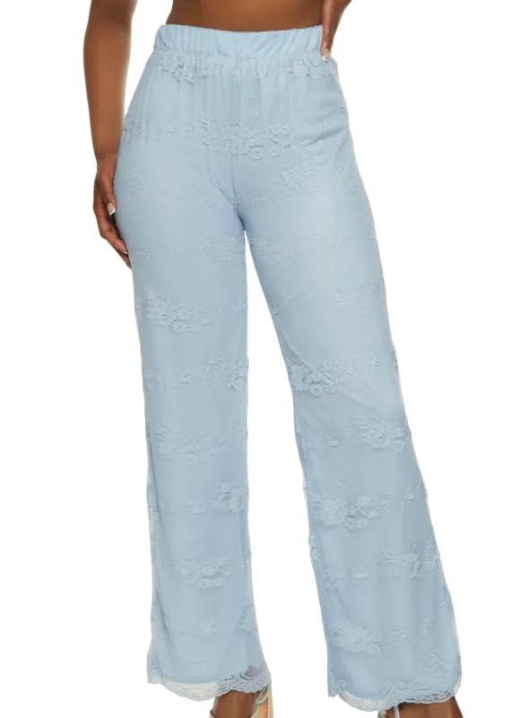 Mesh Floral Lace Flared Pants sold by Rainbow