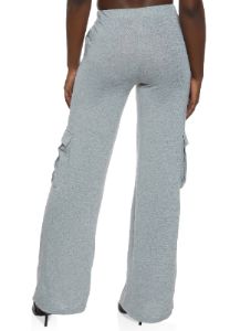 Brushed Knit Cargo Pocket Wide Leg Pants sold by Rainbow