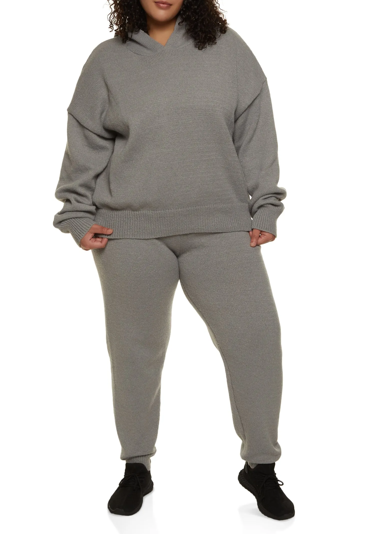Plus Size Knit Pullover Hoodie sold by Rainbow product image thumbnail 2
