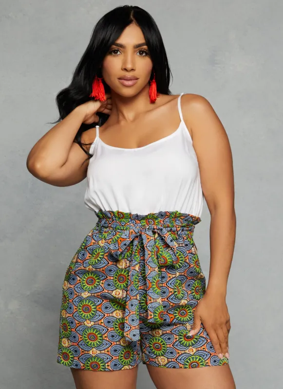 Printed Paperbag Waist Romper made by Rainbow