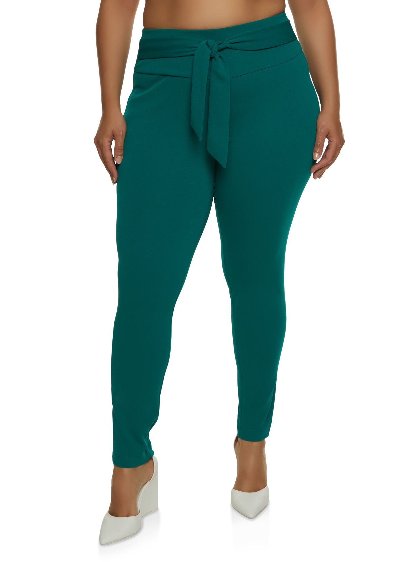 Plus Size Tie Waist Skinny Leg Dress Pants sold by Rainbow