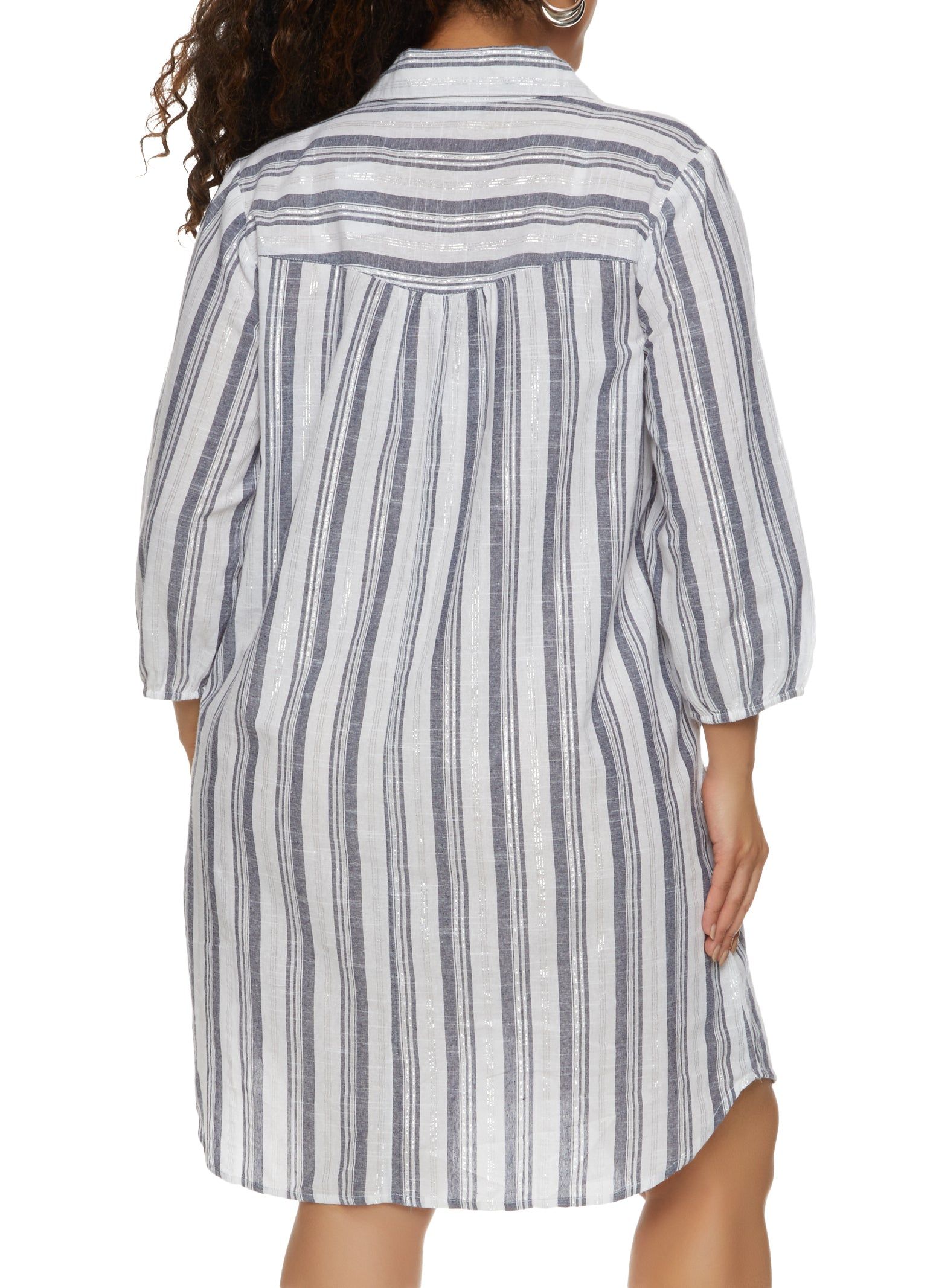 Plus Size Stripe Linen Shirt Dress sold by Rainbow product image thumbnail 3
