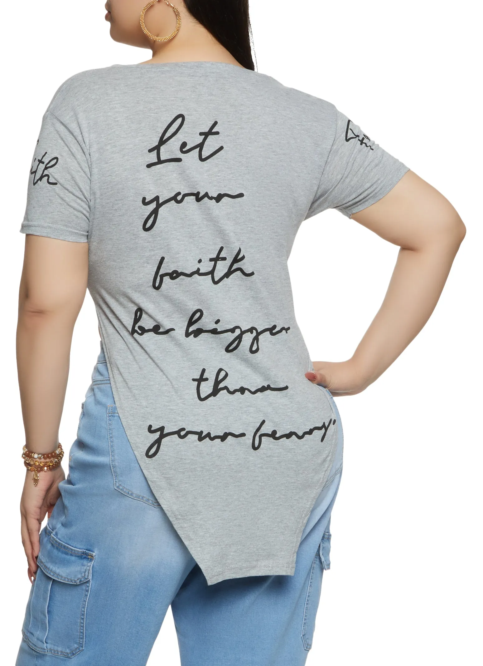 Plus Size Sequin Faith Knot Front Tee sold by Rainbow product image thumbnail 2