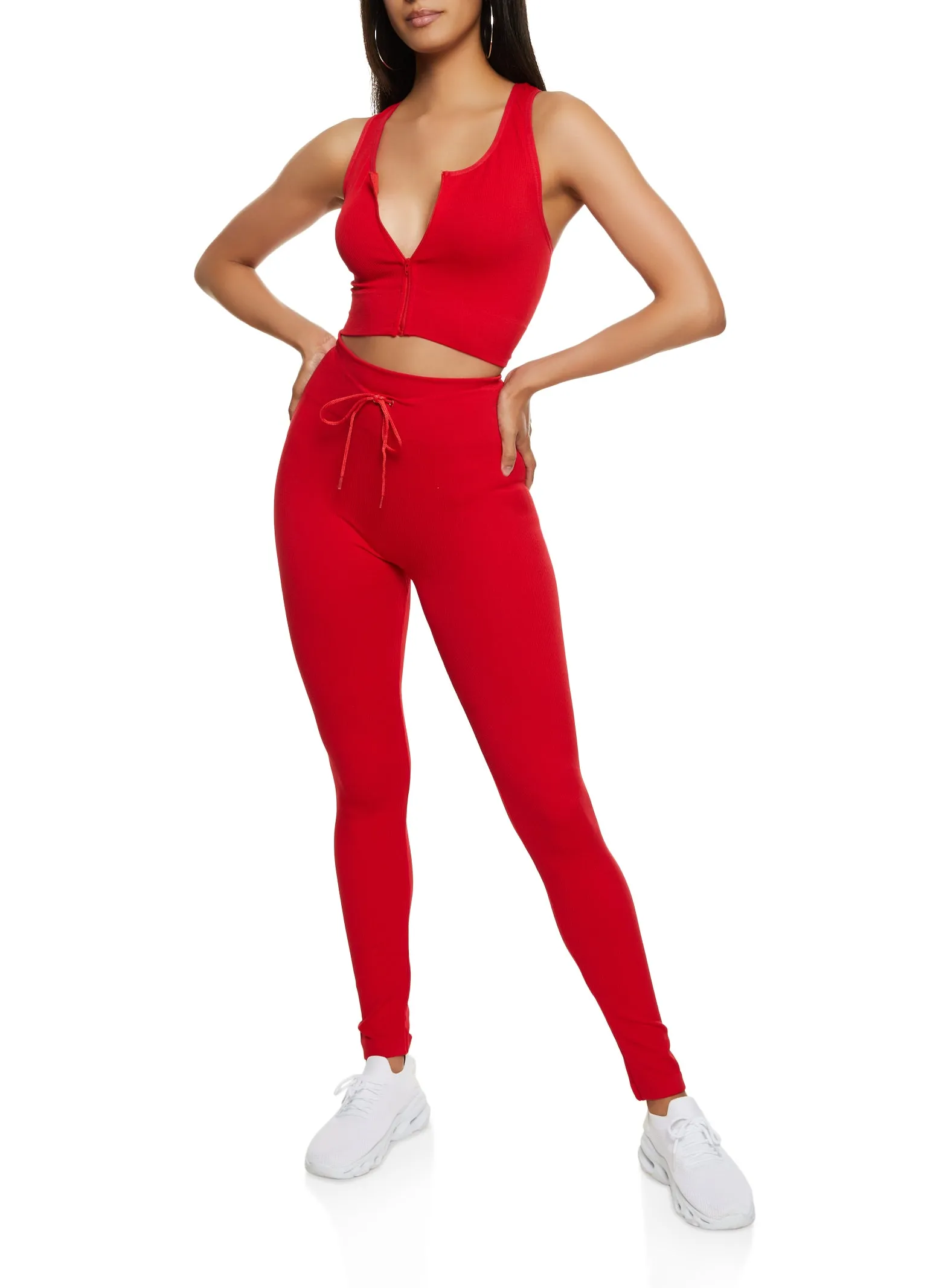 Seamless Ribbed Zip Front Tank Top sold by Rainbow product image thumbnail 2