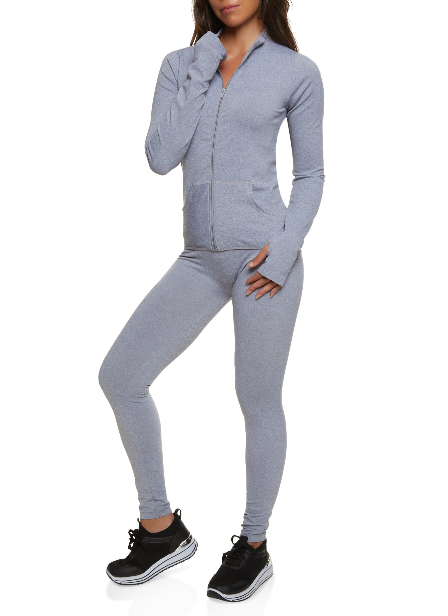 Seamless Solid Track Jacket and Leggings Set sold by Rainbow