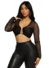 Mesh Metallic Plunge Detail Crop Top sold by Rainbow