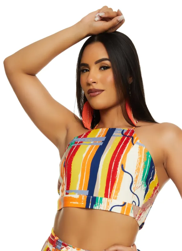 Printed Smocked Back Halter Top sold by Rainbow