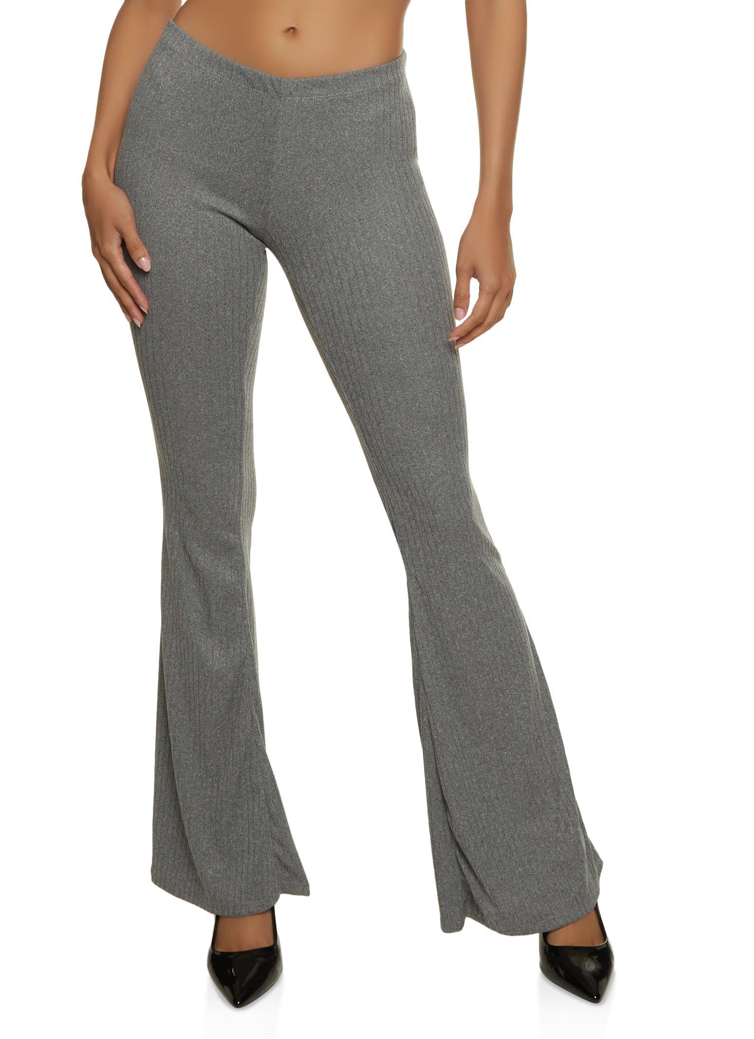 Ribbed Knit Pull On Flared Pants sold by Rainbow