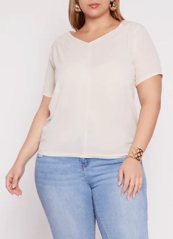 Plus Size V Neck Short Sleeve Tee sold by Rainbow