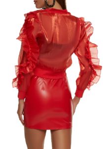 Ruffle Sleeve Organza Bomber Jacket sold by Rainbow
