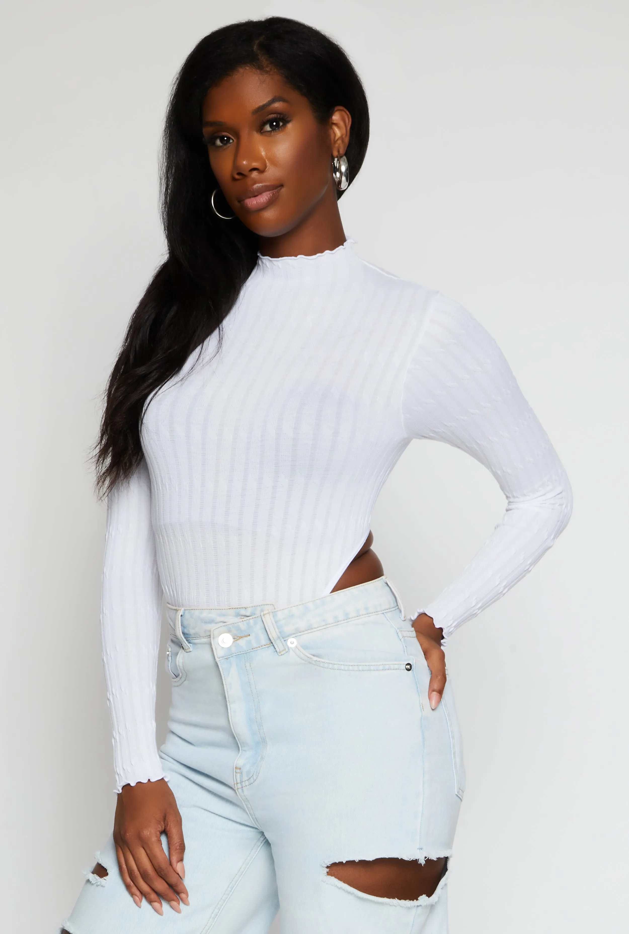 Seamless Cable Knit High Cut Bodysuit sold by Rainbow