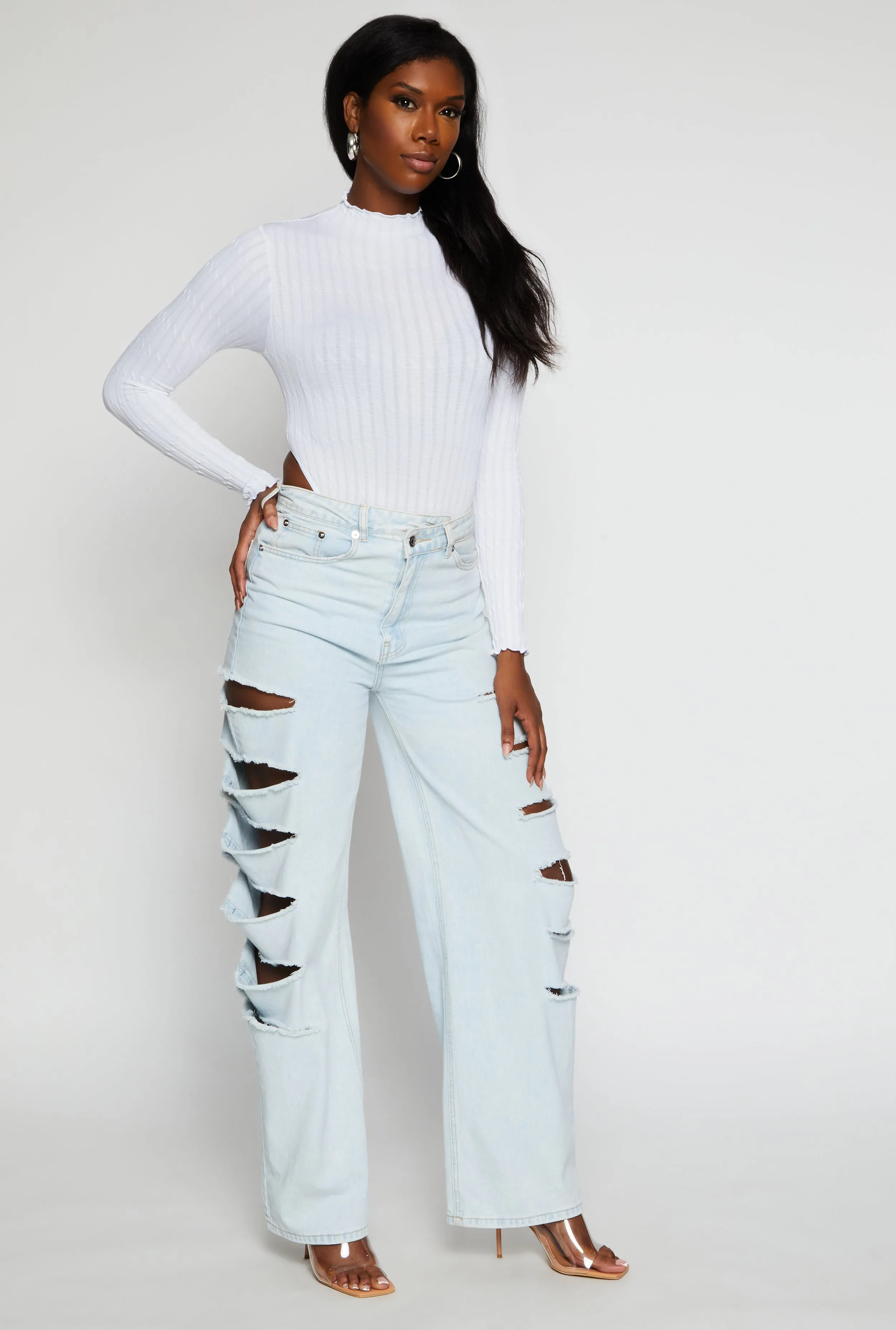 Seamless Cable Knit High Cut Bodysuit sold by Rainbow product image thumbnail 2