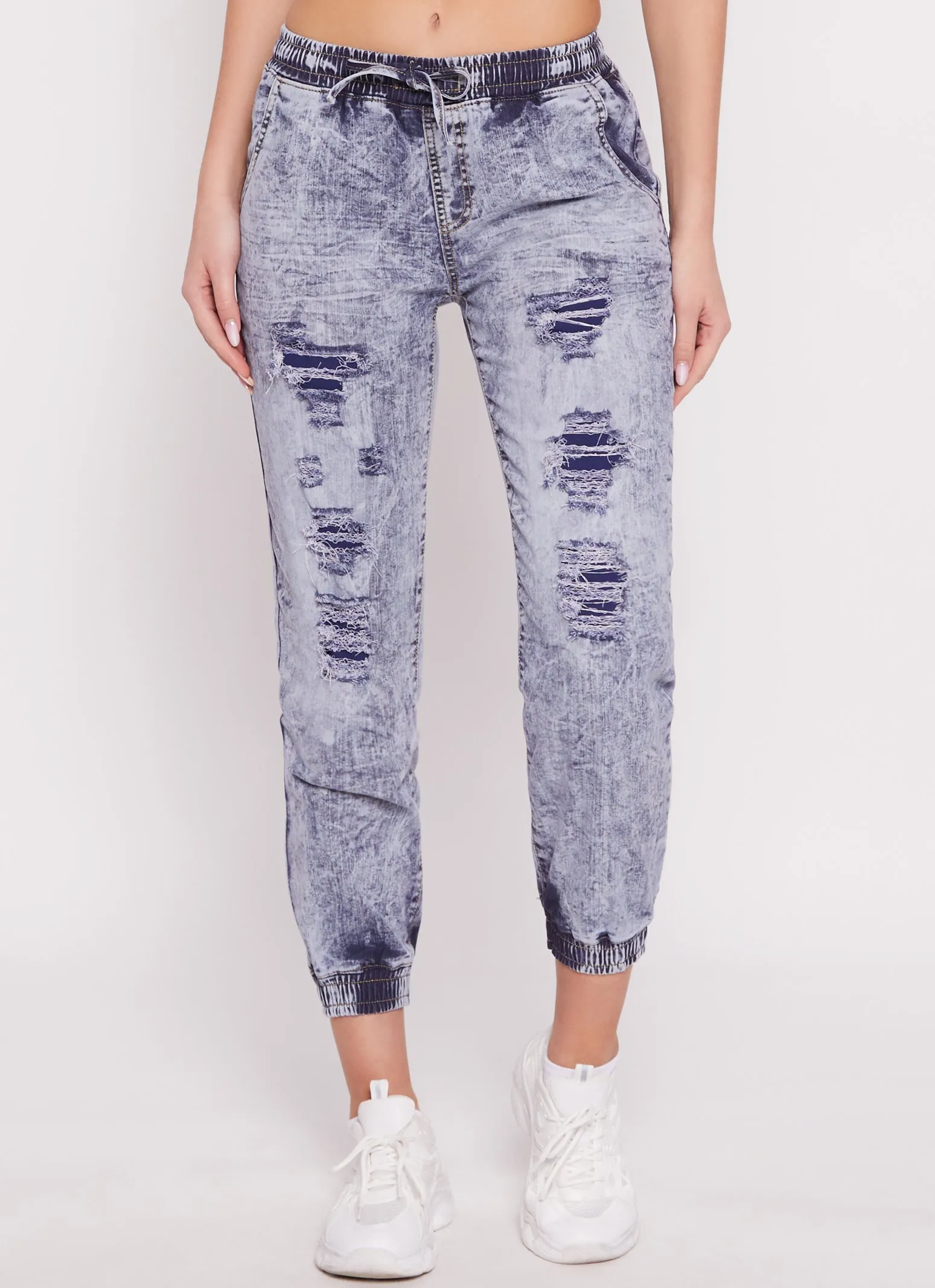 Denim Acid Wash Distressed Joggers sold by Rainbow product image thumbnail 2