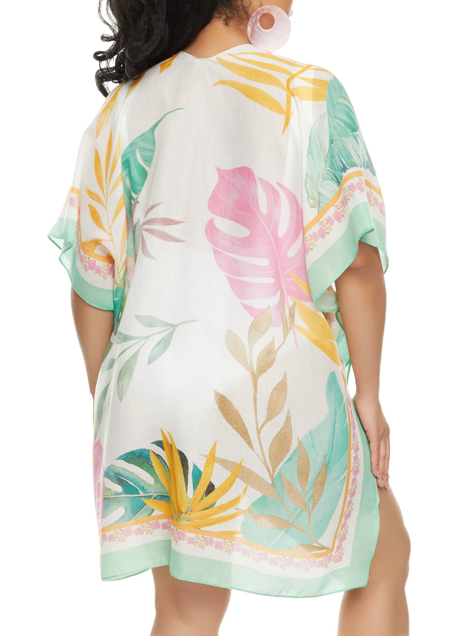 Tropical Print Open Front Cover Up Kimono sold by Rainbow product image thumbnail 3