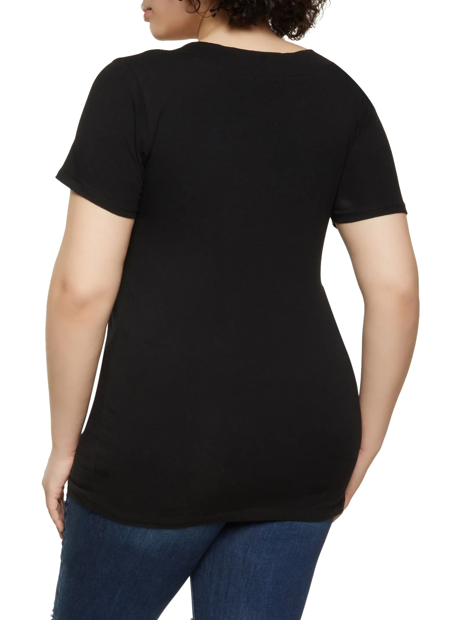 Plus Size Solid Basic V Neck Tee sold by Rainbow product image thumbnail 2