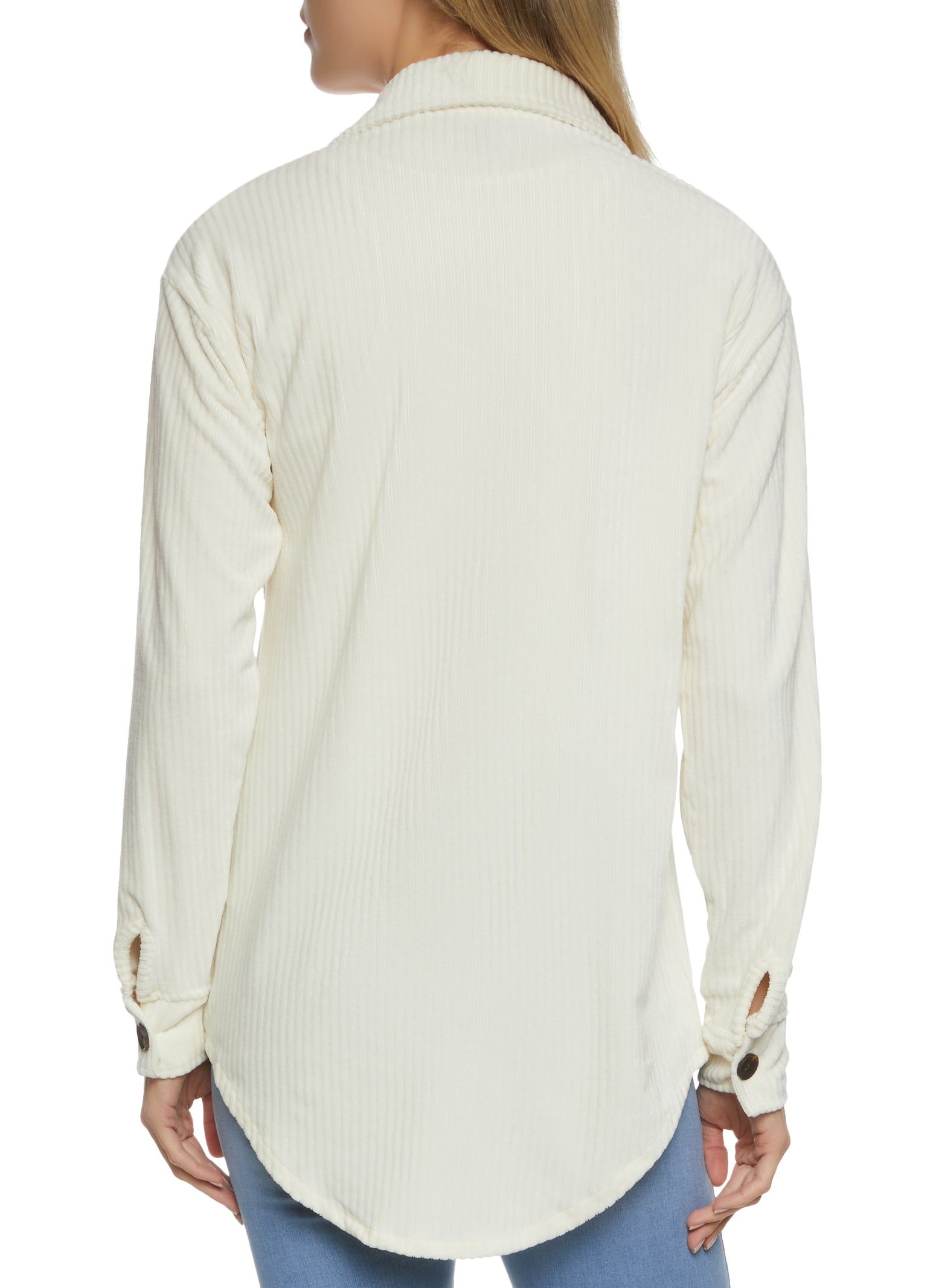 Ribbed Knit Velour Button Front Shirt sold by Rainbow product image thumbnail 2