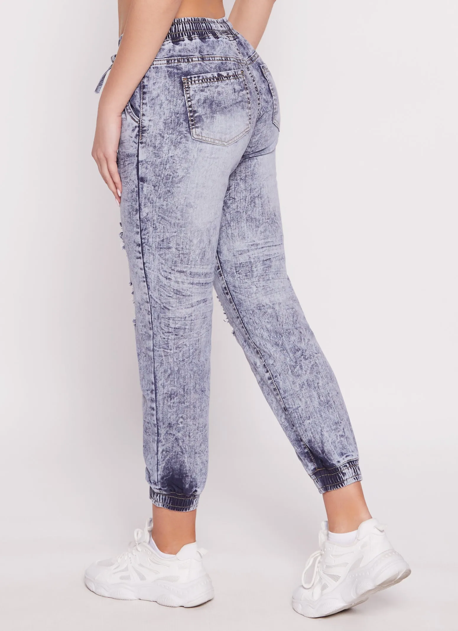 Denim Acid Wash Distressed Joggers sold by Rainbow product image thumbnail 3
