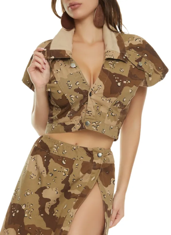 Camo Canvas Cropped Jacket made by Rainbow