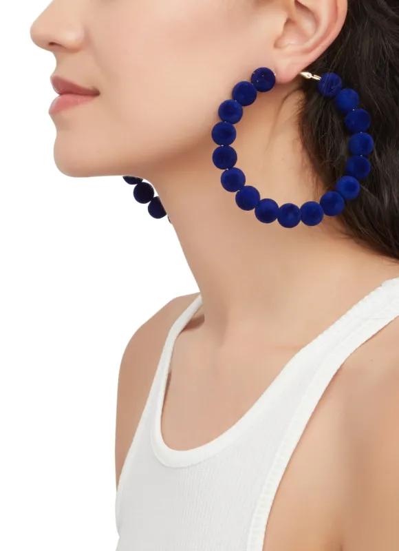 Velvet Beaded Hoop Earrings sold by Rainbow