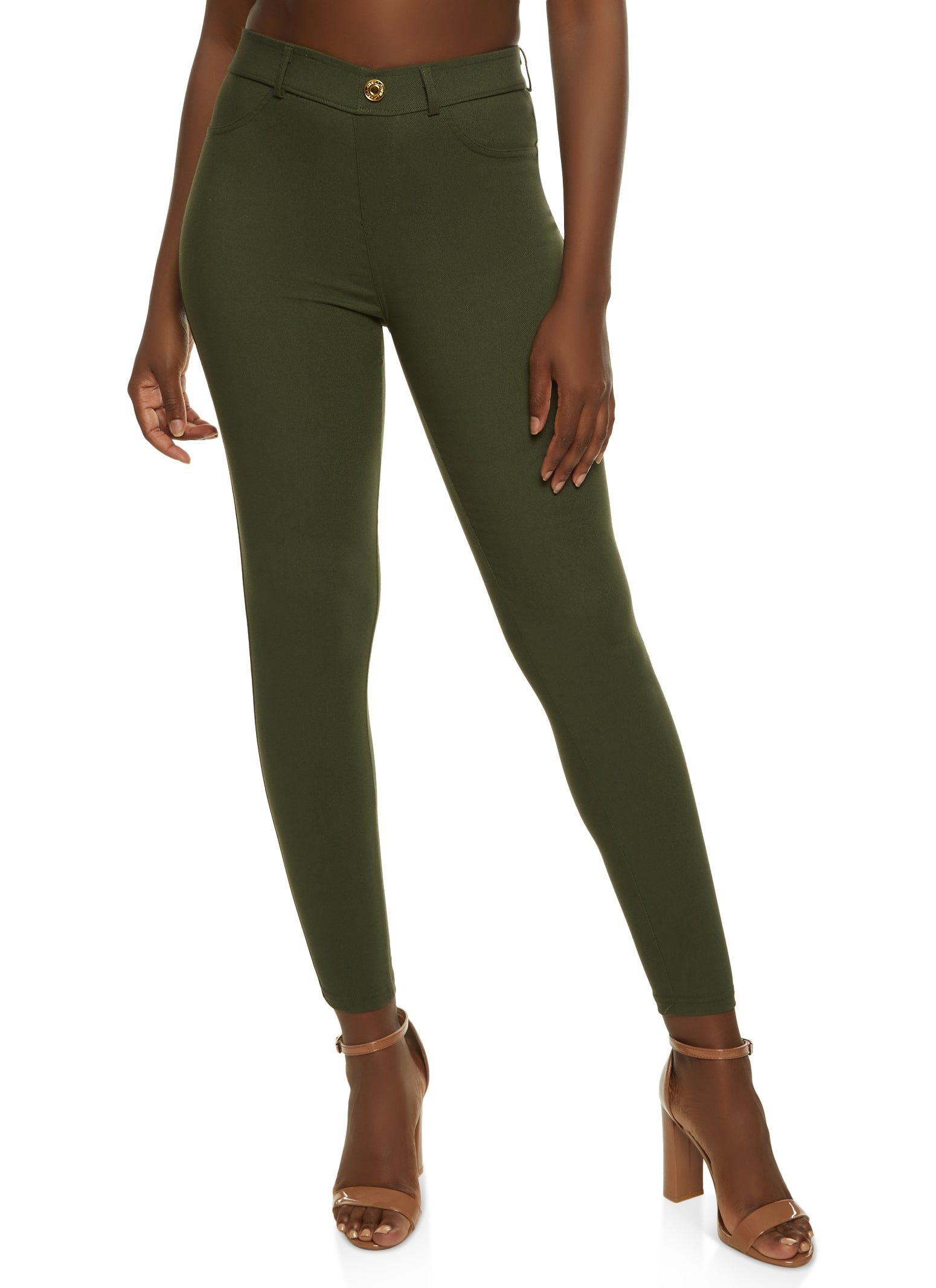 Faux Button Stretch Pants sold by Rainbow