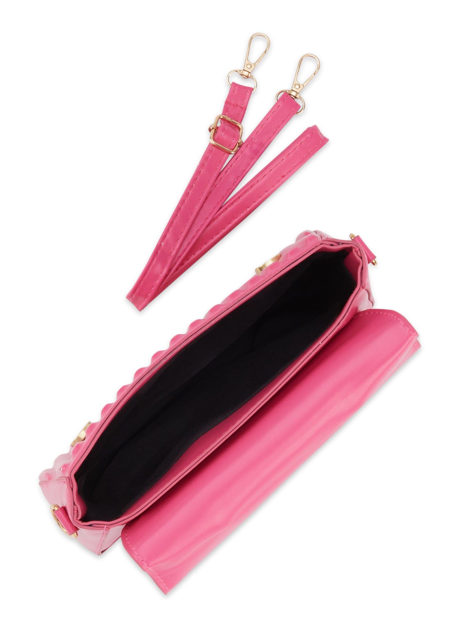 Faux Leather Quilted Flap Crossbody Bag sold by Rainbow product image thumbnail 5