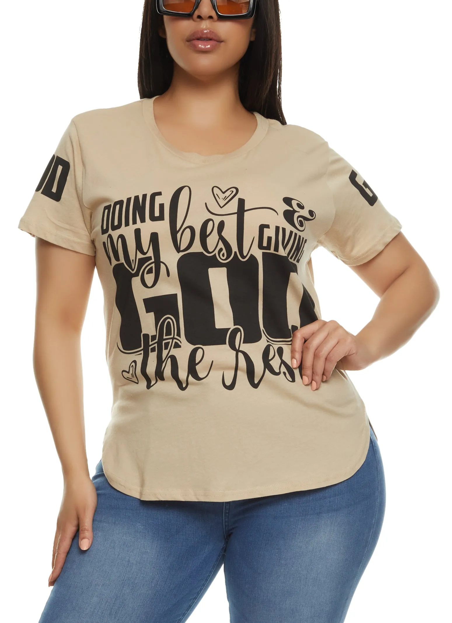 Plus Size Doing My Best and Giving God The Rest Graphic Tee sold by Rainbow